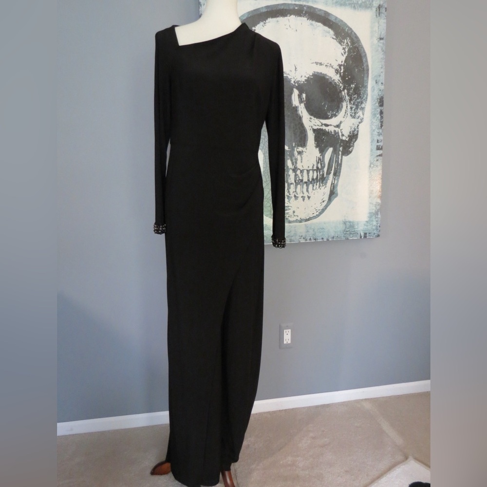 Adrianna Papell Black Long Sleeve Jumpsuit
